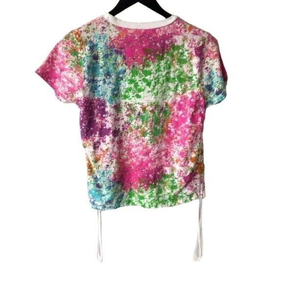 On Fire T Shirt Paint Splatter Blessed All Day Graphic Tee Side Drawstring Large - Picture 3 of 6